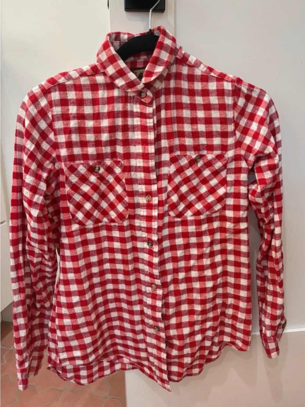 Vintage Lee Red and White Check Flannel Button-up